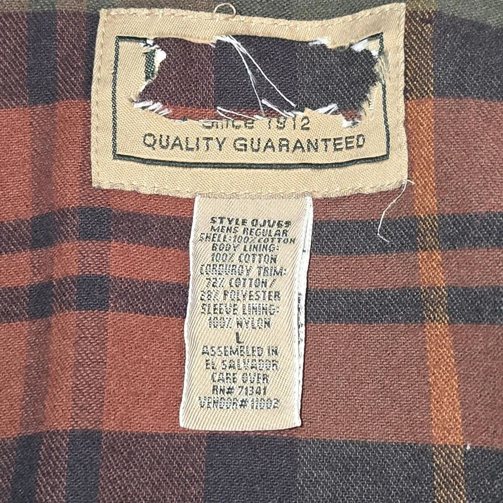LL Bean Original Field Coat Mens L VTG Y2K Tan Plaid Flannel Lined Canvas 0JV69